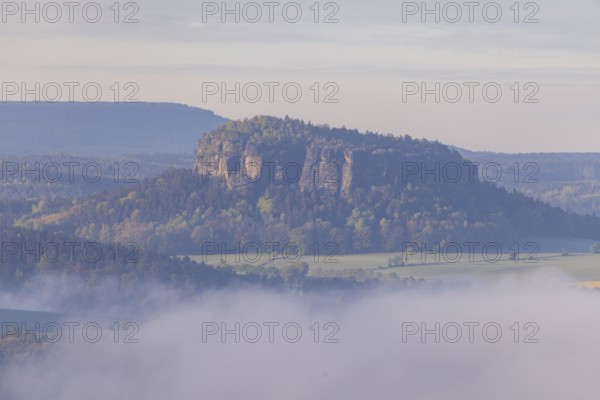 Sunrise in Saxon Switzerland, Rathen, Saxony, Germany, Europe