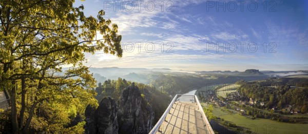 Sunrise in Saxon Switzerland, Rathen, Saxony, Germany, Europe
