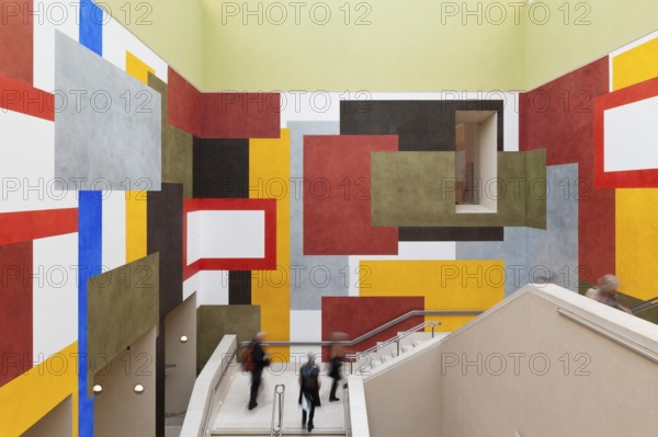Visitor on staircase, Tate Britain, Millbank, Westminster, London, England, Great Britain