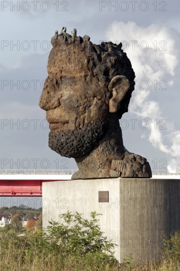 Echo of Poseidon, sculpture by sculptor Markus Lüpertz, Mercatorinsel, Ruhrort, Duisburg, North