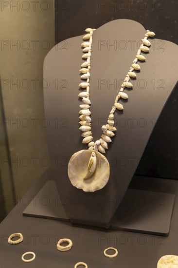 Shell and conch jewellery from Jaina, Late Classic period, Mayan archaeological museum, Fort San
