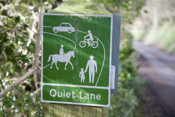 Sign for a Quiet Lane an example of countryside management, Charlcombe, near Bath, north east
