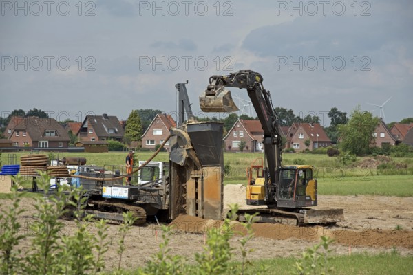 Europe Germany Lower Saxony Stade district, civil engineering, dredging, new development area,