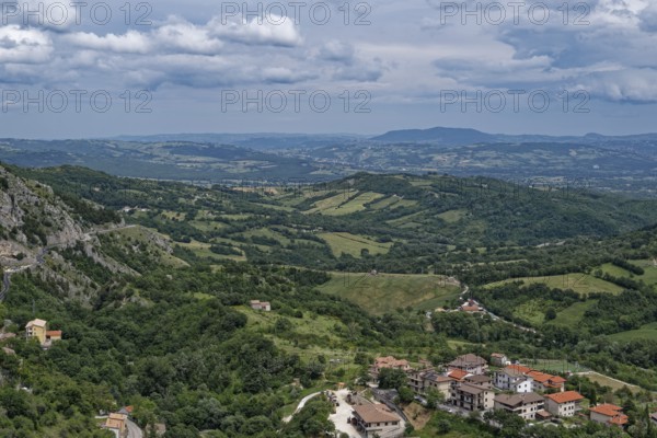 Roccamandolfii in the hilly landscape of the Isernia region. Molise, Italy, Southern Europe, Europe