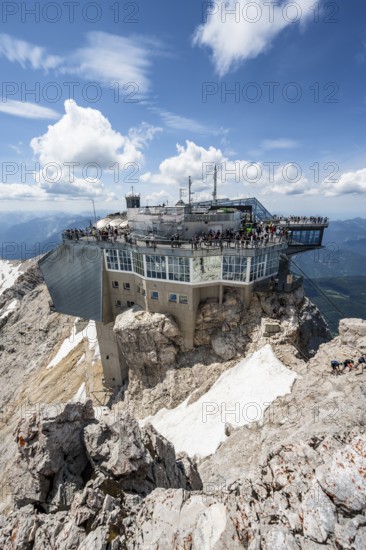 Modern mountain station of the Bavarian Zugspitze railway at the summit of the Zugspitze,
