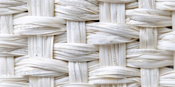Close up of white wicker basket netting. KI generiert, generiert, AI generated