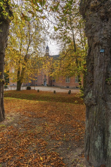 Manor house Hagen Castle in the municipality of Probsteierhagen, brick building, entrance, tower,