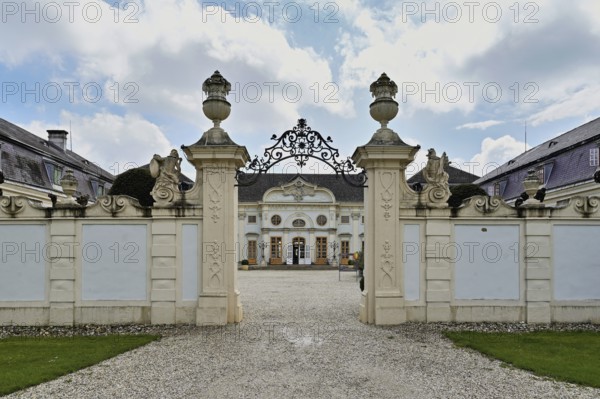 Entrance portal Baroque Halbturn Castle, Lake Neusiedl, Burgenland, Austria, Europe