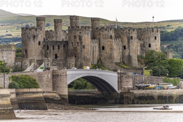 Conwy River and Conwy Castle in Conwy, Wales, Great Britain
