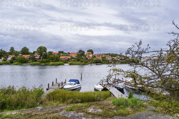 View from the island of Saltö to the famous allotment garden colony Brändaholm on the island of