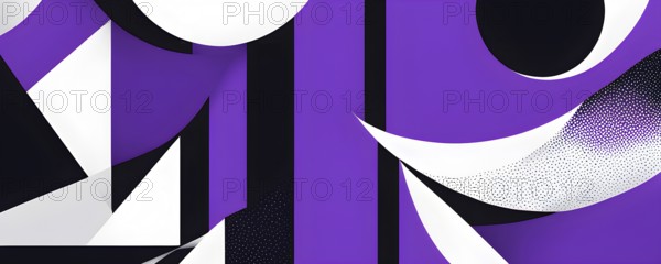 Minimalist illustration featuring abstract shapes in purple color accent symbolizing fun and ease,