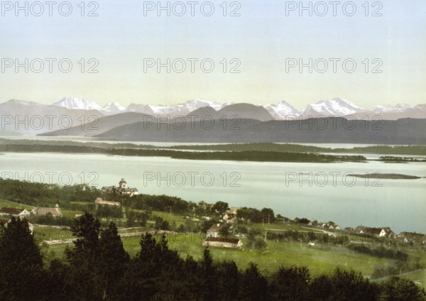 Molde, in the Norwegian Fylke More og Romsdal, Norway, View from 1885, Historical, digitally