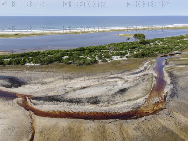 Landscape in Loango National Park, Parc National de Loango, Atlantic Ocean, aerial view,