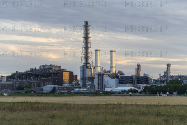 BASF, Lugwigshafen am Rhein, industrial area, dusk, fields, Mannheim, Baden-Württemberg, Germany,