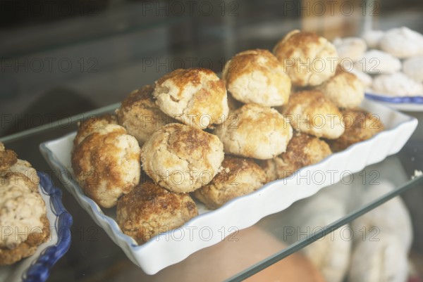 Aceitadas zamoranas or wheat cakes with aniseed oil for sale in the shop window, a speciality from