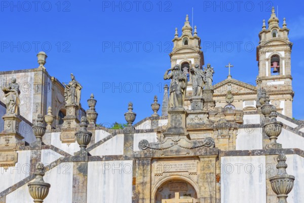 Monumental baroque stairway leading Bom Jesus do Monte church, Braga, Minho Province, Portugal,
