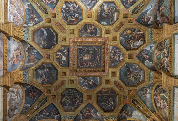 Coffered Quadrato ceiling, Te Palace - Palazzo del Te, Mantova - Mantua, Italy, Europe