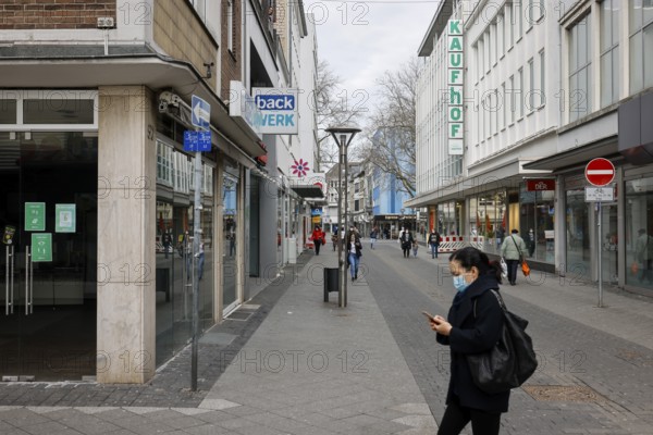 Krefeld, North Rhine-Westphalia, Germany - Krefeld city centre in times of the corona crisis during