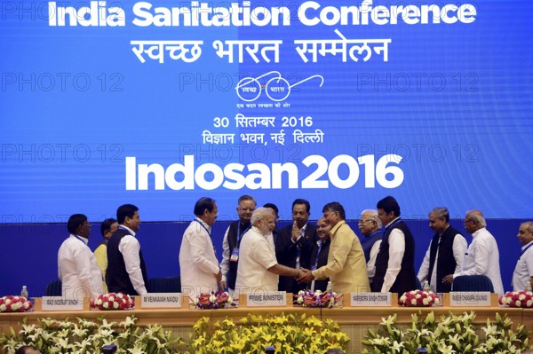Prime Minister Narendra Modi N Chandrababu Naidu inauguration ceremony of India Sanitation