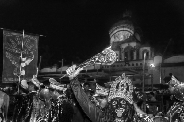 Woman as Kalimata fancy dress, Kolkata, West Bengal, India, Asia