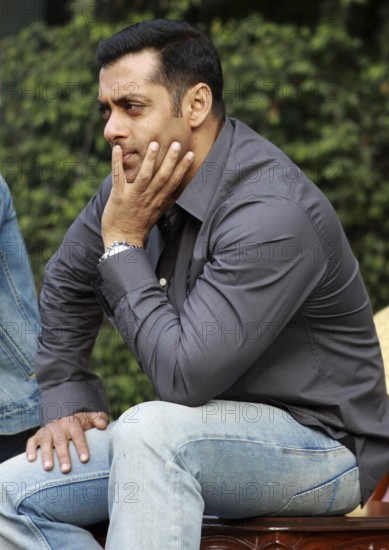 Bollywood actor Salman Khan speaks to the press on his forthcoming film Dabangg 2 in New Delhi,