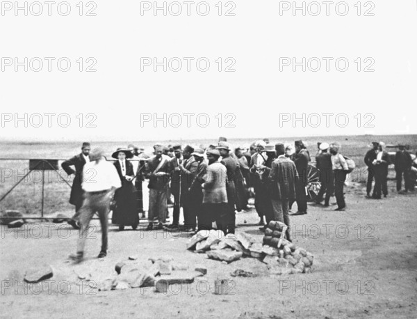 Striking Indian mineworkers, led by Mahatma Gandhi, during their march from Newcastle to the