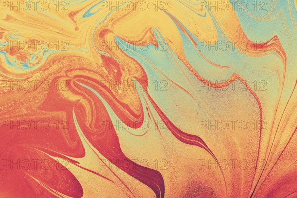 Beautiful abstract art of Ebru marbling painting techniques on water with acrylic paints