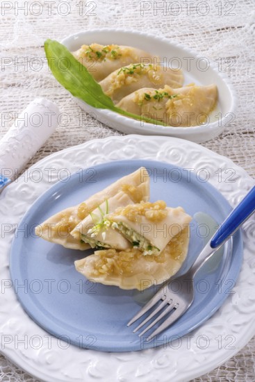 Pierogi with wild garlic filling