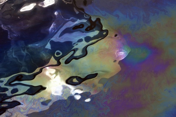 Oil spills in port water, oil spills, Zealand, Denmark, Europe