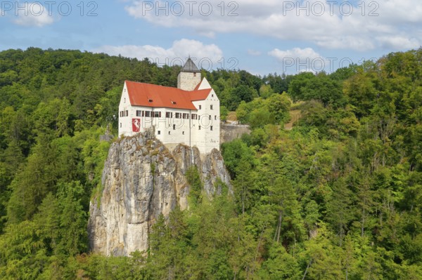 Prunn Castle, hilltop castle, first mentioned in 1037, stands on steep limestone cliff on