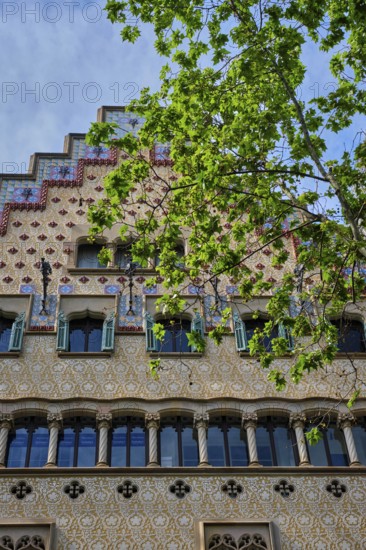 BARCELONA, SPAIN, APRIL 15, 2019: Famous Casa Batlo house know as La Pedrera modernist building in
