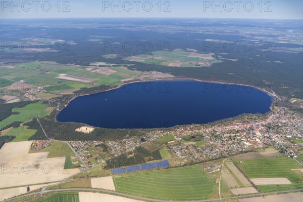 Aerial view of Arendsee, Altmark, water, lake, Saxony-Anhalt, Germany, Europe