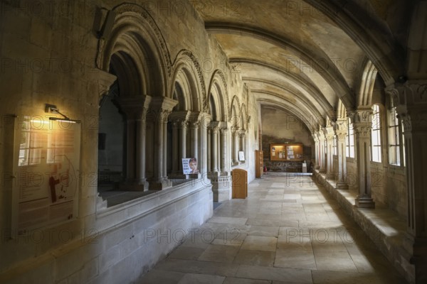 Cloister of the early Gothic basilica of Sainte-Marie-Madeleine, Vézelay, Yonne department,