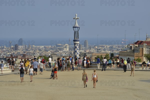 Viewing platform of Parc Güell, by architect Antoni Gaudí, UNESCO World Heritage Site, Barcelona,