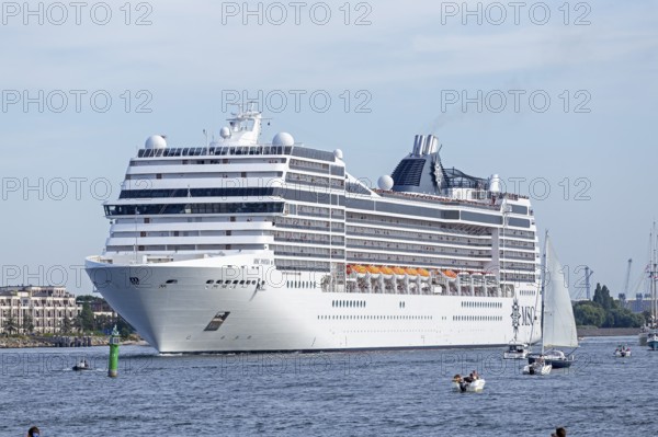 Cruise ship MSC Poesia, Unterwarnow, Hanse Sail, Warnemünde, Rostock, Mecklenburg-Vorpommern,