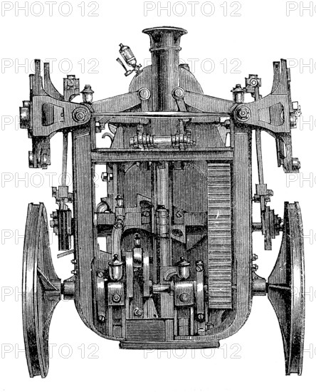 Aeronautical navigation device, Appareil de Navigation Aerienne, System Kaufmann, detail, 1869,