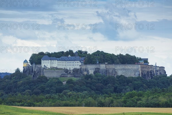Rain clouds over Königstein Fortress in Saxon Switzerland