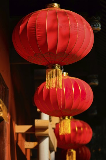 Chinese traditional red lanterns in Chengdu, China, Asia
