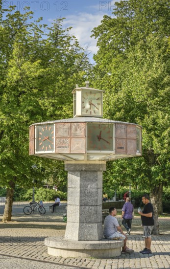 World Time Clock, Karlsplatz, Bernburg, Salzlandkreis, Saxony-Anhalt, Germany, Europe