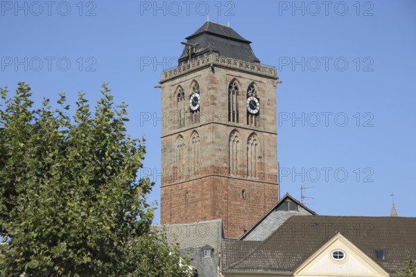 Tower and landmark of the Gothic town church in Bad Hersfeld, Hesse, Germany, Europe