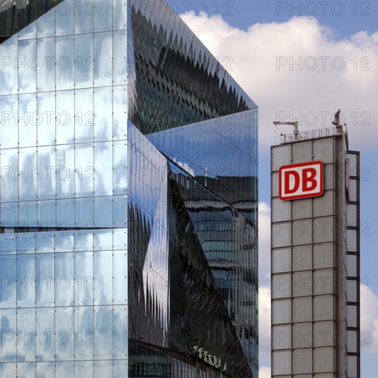 Cube Berlin and DB Logo, Washingtonplatz, Berlin, Germany, Europe