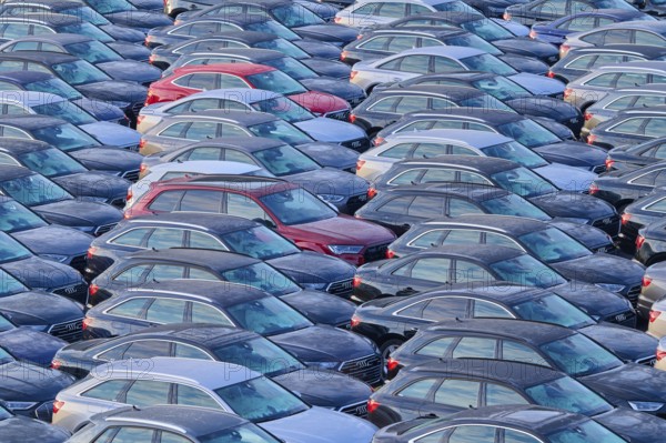 Large number of cars on assembly point, Brand Audi, Germany, Europe