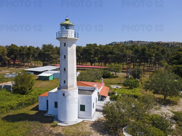 Aerial view, lighthouse, Cape Possidi, Kassandra, Chalkidiki, Greece, Europe