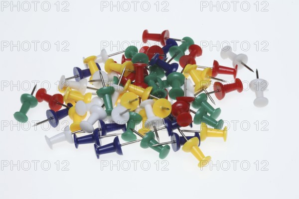 Colourful pins, pushpins, drawing pins