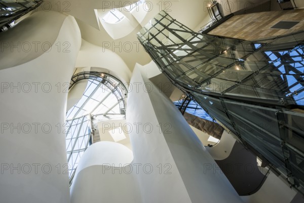 Guggenheim Museum, architect Frank Gehry, entrance hall, interior view, Bilbao, Basque Country,