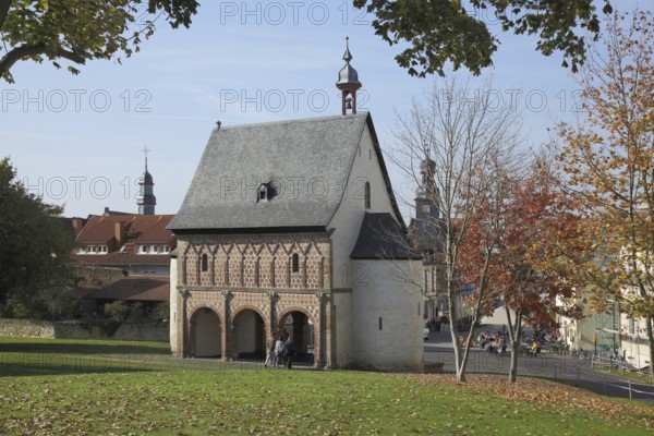 UNESCO Carolingian Monastery with King's Hall in Autumn, Lorsch, Bergstrasse, Hesse, Germany,