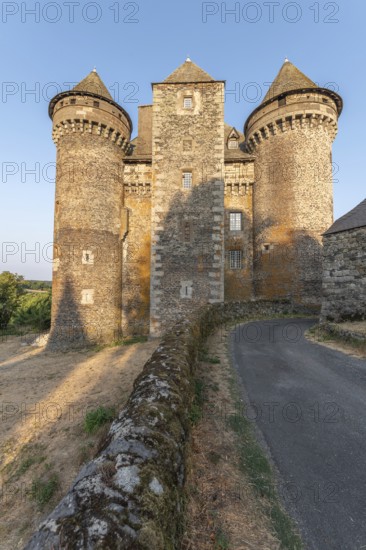 Bousquet castle from the 14th century, classified as a historical monument. Montpeyroux, Aveyron,