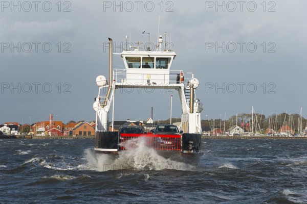 Ferry in storm, ferry harbour, Egense, Hals, Mou, Aalborg, North Jutland, North Jutland, Limfjord,