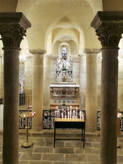 Clermont Ferrand. Crypt of the romanesque church of Notre Dame du Port. Puy de Dome department.