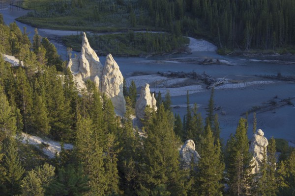 Earth pyramids, Hoodoos in the Bow Valley, Banff National Park, Alberta, Rocky Mountains, Canada,